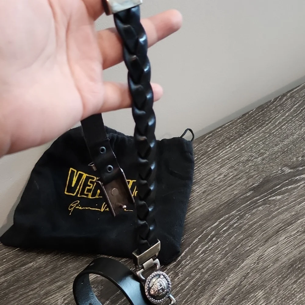Rare Vintage Istante Versus Versace Medallion Braided Leather Belt - Picture 4 of 8